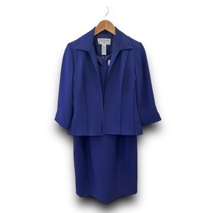 Jessica Howard 2 Piece Blazer Dress Set Size 4 Petite Sheath Dress Jacket Purple